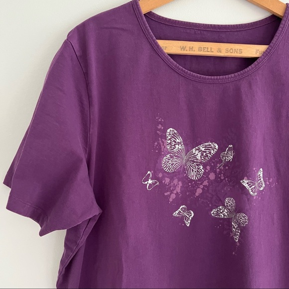 Northern Reflections Purple Butterfly T-Shirt Size XL - Picture 3 of 7
